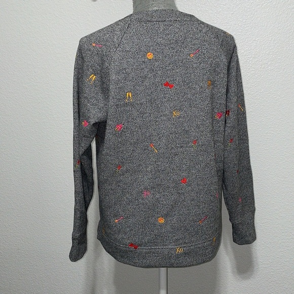 Lou & Grey For Loft Gray Embroidered Pullover Sweatshirt Size Small - Picture 3 of 7
